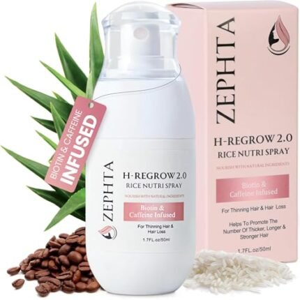 Zephta H-Regrow Hair Growth Spray – With Rice Water, Biotin, Aloe Vera, Caffeine, and Ginger – Hair Growth Product for Men and Women – For Thinning Scalp : Beauty & Personal Care